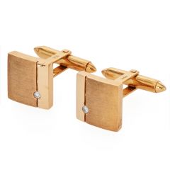 Vintage BIRKS 18K Yellow Gold Diamond Square Men Cufflinks|Dover Jewelry|