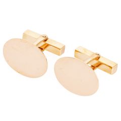 Tiffany & Co. 14K Yellow Gold Statement Oval Disc Men Cufflinks 