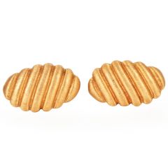 Vintage 1970s Buccellati 18K Gold Oval Ridged Cufflinks|DoverJewelry|