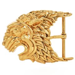 Estate David Webb Lion Head 18K Yellow Gold Belt Buckle ||Dover Jewelry