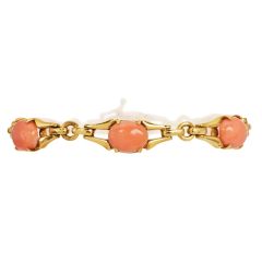  Estate La Triomphe Coral 18K Gold Cabochon Link Bracelet|Dover Jewelry|