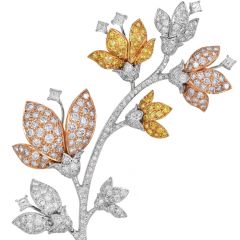 Estate 5.90 carats Fancy Color Diamond 18K Gold Tulip Flower Brooch|Dover Jewelry|