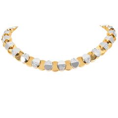 Estate 4.68ctts Diamond 18K Two Tone Oval Link Choker Necklace