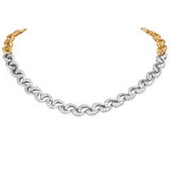 Estate 5.08cts Diamond 18K Two Tone Fancy Link Statement Choker Necklace