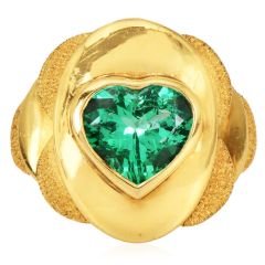 AGL Certified Heart Colombian 2.20carat Emerald 18K Gold Statement Ring|Dover Jewelry|