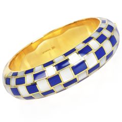 Tiffany & Co.  Lapis  lazuli  Mother of Pearl 18K Gold l Bangle Bracelet|Dover Jewelry|