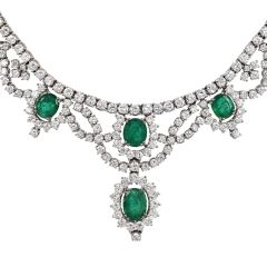 Ornate Emerald Diamond 18K Gold Fringe Necklace|Dover Jewelry|