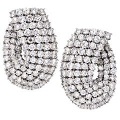 Estate 11.30 carats Diamond 18K White Gold Wrap Earrings|Dover Jewelry|