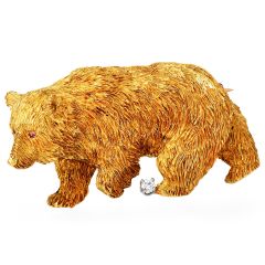 Vintage Diamond 18K Gold Bear Brooch pin|Dover Jewelry|