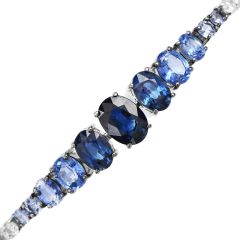 Estate Sapphire Diamond 18K Ombre Link Tennis Bracelet 