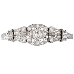 Antique Old European Diamond Platinum Filigree Line Bracelet|Dover Jewelry|