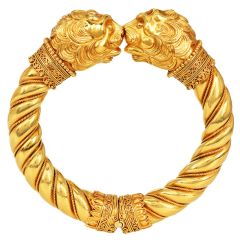 Vintage  Lion’s Head 22K Yellow Gold Cuff Bangle Bracelet|dover Jewelry|