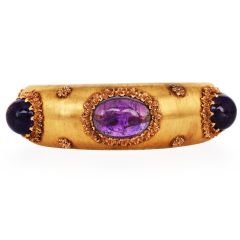 Vintage Buccellati Amethyst 18K Gold Statement Cuff Bangle|Dover Jewelry|