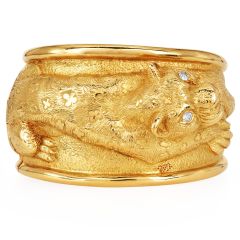 Vintage Diamond Panther 18K Gold Wide Cuff Bracelet|Dover Jewelry|