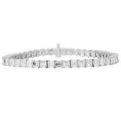 14.00 carats Asscher Cut Diamond Platinum Tennis Bracelet|Dover Jewelry|