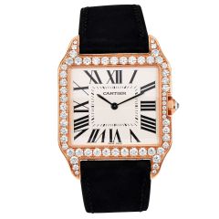 Cartier Santos Dumont 2650 18K Pink Gold Diamond-Set Watch|Dover Jewelry|