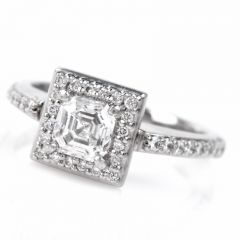 GIA Asscher Cut Diamond Platinum Engagement Ring