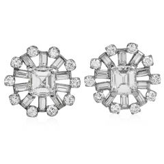 GIA 7.42cttw Diamond Platinum Star Statement Earrings|Dover Jewelry|