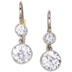 Vintage 2.06cttw Diamond Platinum Dangle Earrings |dover jewelry|