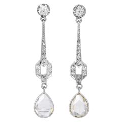 Vintage Rose Cut Diamond Platinum Drop Earrings|Dover Jewelry|