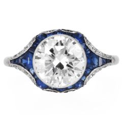 Estate Diamond 5.06cts Sapphire Paltinum Engagement Ring