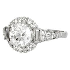 Estate  2.03carats Diamond Platinum Halo Accent Engagement Ring  ||Dover Jewelry|