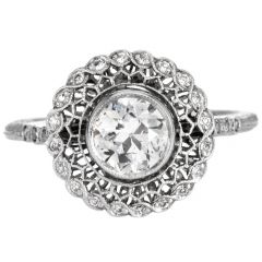  1.02Carats Old European Diamond Platinum Engagement Ring |Dover Jewelry|