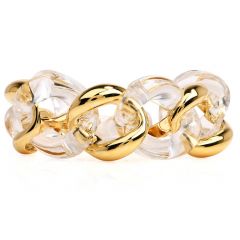 Seaman Schepps Rock Crystal 18K Gold Large Link Bracelet-Dover Jewelry