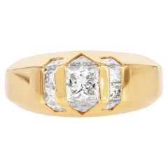 Estate 2.50cts Diamond 18K Gold Dome Edged Men's Engagement Ring|Dover Jewelry|