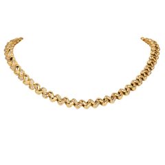 Estate 3.30cts Diamond 18K Gold Braided Link Statement Chain Necklace