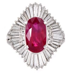 Estate 4.97cttw Ruby Diamond Platinum Ballerina  Cocktail Ring