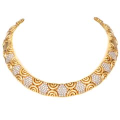 Italian Diamond 18K Gold Fancy Link Choker Necklace |Dover Jewelry|