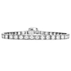 Antique 4.00 Carat Deco European Diamond Platinum Line Bracelet