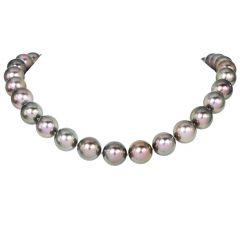 Estate Aubergine Pearl Diamond Emerald 18K Clasp Statement Necklace |Doverjewelry|