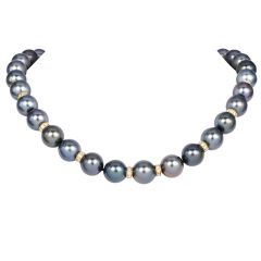 Estate Tahitian Pearl Diamond Gold Clasp Statement Necklace |dover Jewelry|