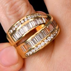 Krypel 3.75cts Diamond 18k Gold Ribbon Wide Statement Ring |Dover Jewelry|