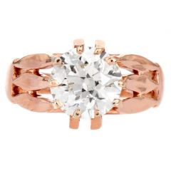 Antique 2.32 Carat Old Mine Brilliant Round 18K Rose Gold Engagement Ring|Dover Jewelry|