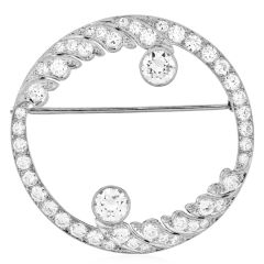 Vintage Diamond Platinum Circle Brooch pin