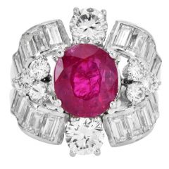 AGL Certified No Heat Burma Ruby 5.50cts Diamond Platinum Cocktail Ring |Dover Jewelry|