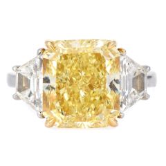 GIA Fancy Intense Yellow 6.80cts Diamond Platinum 18K Engagement Ring|Dover Jewelry|