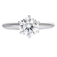 Tiffany & Co. 1.36 carat Round Diamond Platinum Estate Solitaire Ring