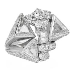 Estate Trillion-Cut  8.49 Carats Diamond Platinum Cocktail Ring