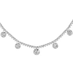 Modern 11.00carats Diamond Drop 18K White Gold Choker Tennis Necklace|Dover Jewelry|