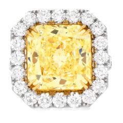 GIA 14.22 Carat Fancy Intense Yellow VVS2 Platinum Engagement Ring-Dover Jewelry