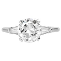 Classic GIA 3.26 carats Diamond Platinum Three Stone Engagement Ring|Dover Jewelry|