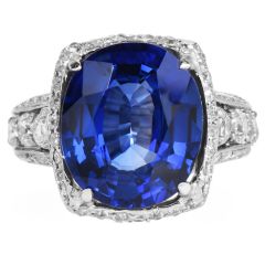 GIA 8.55 carat Sri Lanka Sapphire Diamond 18K Gold Engagement Ring|Dover Jewelry|