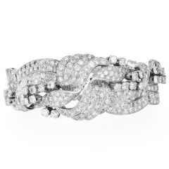 Vintage 18.00cts Diamond Platinum Ribbon Statement Bracelet|Dover Jewelry|