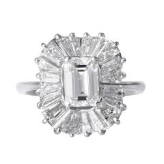 GIA Certified Emerald Cut Diamond Platinum Cocktail Ring|Dover Jewelry|