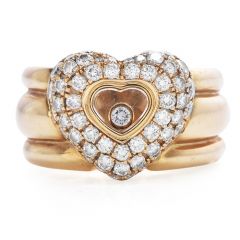 Chopard Happy Diamond 18K Gold Pave Heart Wide Cocktail Ring