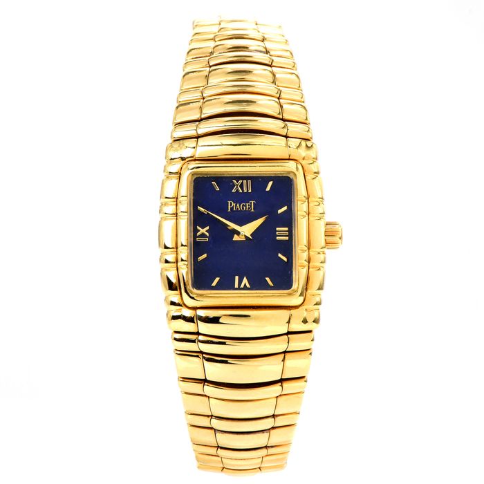 Piaget Tanagra Ref 16051 M 401 D 18k Ladies Lapis Dial Gold Watch